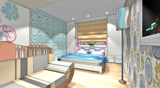 Дизайн спальни, совмещённой с детской комнатой