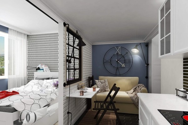 Квартира-студия с балконом – варианты дизайна комнаты площадью 25 кв. м.