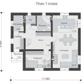 Одноэтажный дом с мансардой: примеры современной планировки
